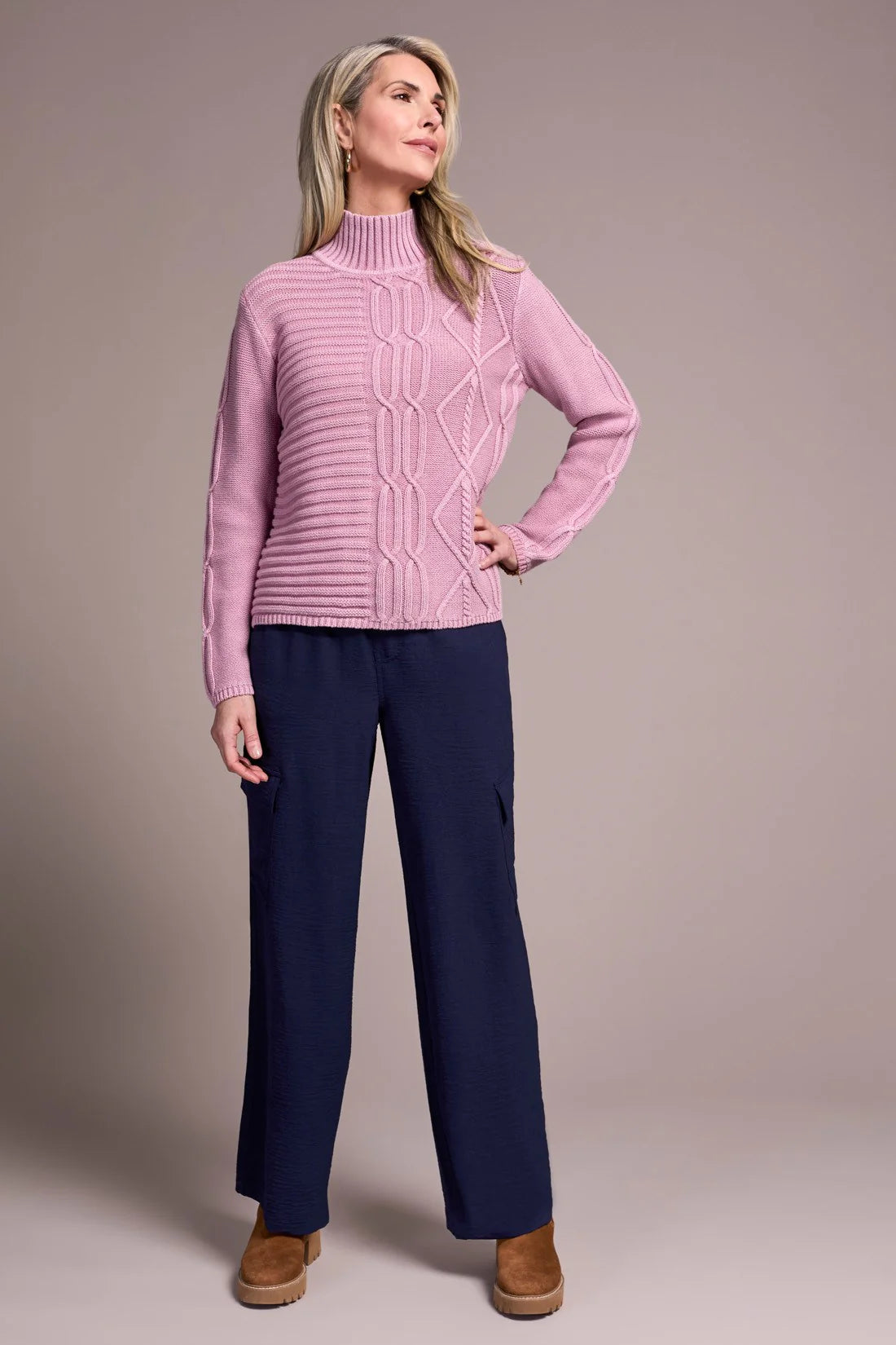 Mock Neck Sweater with Special Wash