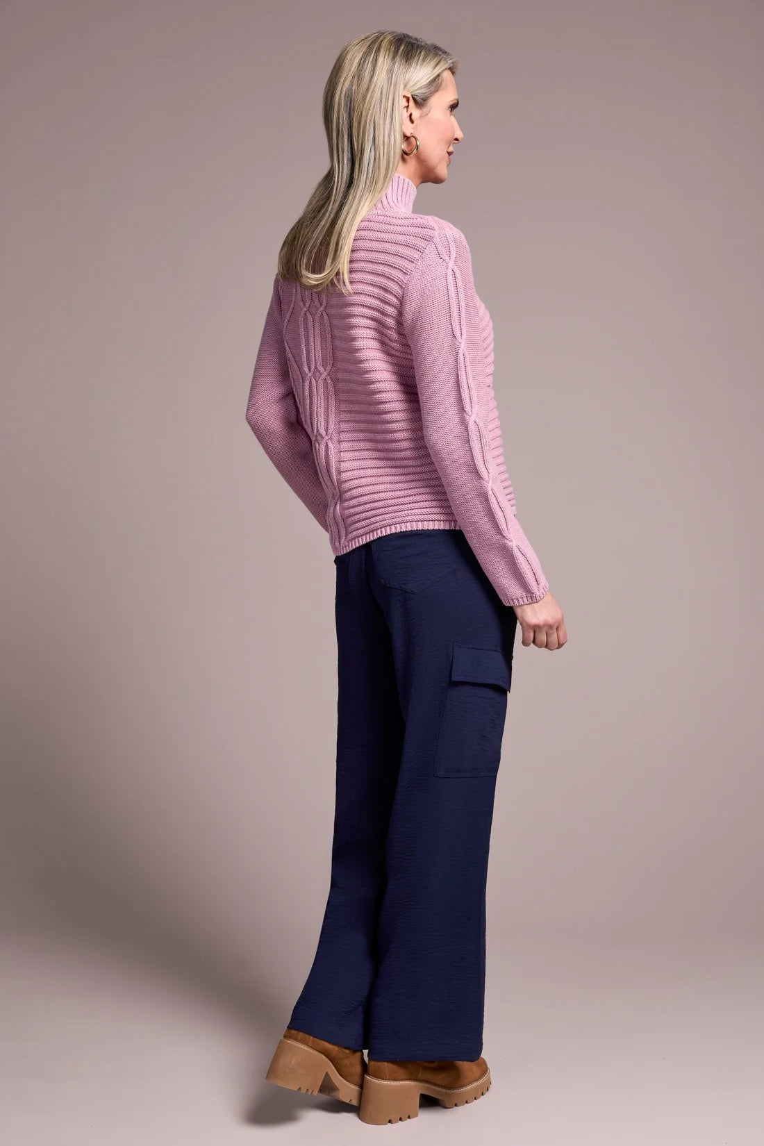 Mock Neck Sweater with Special Wash