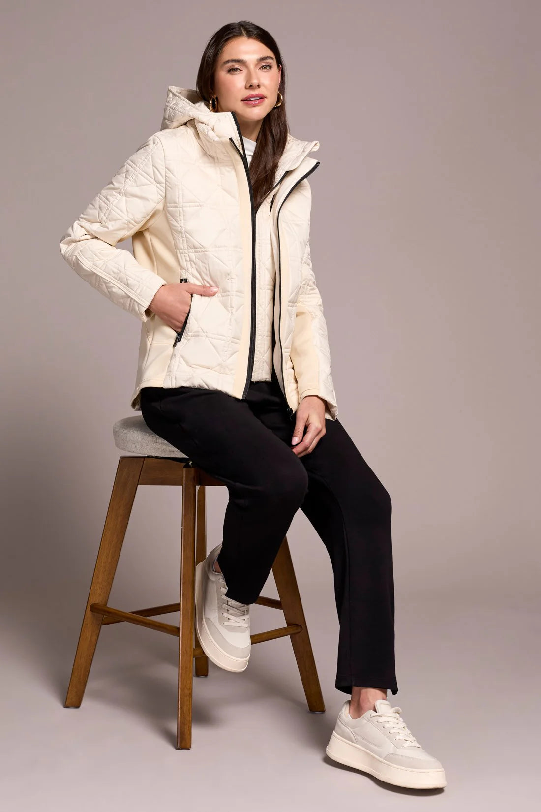 L/S Zip Front Puffer with Removable Hood