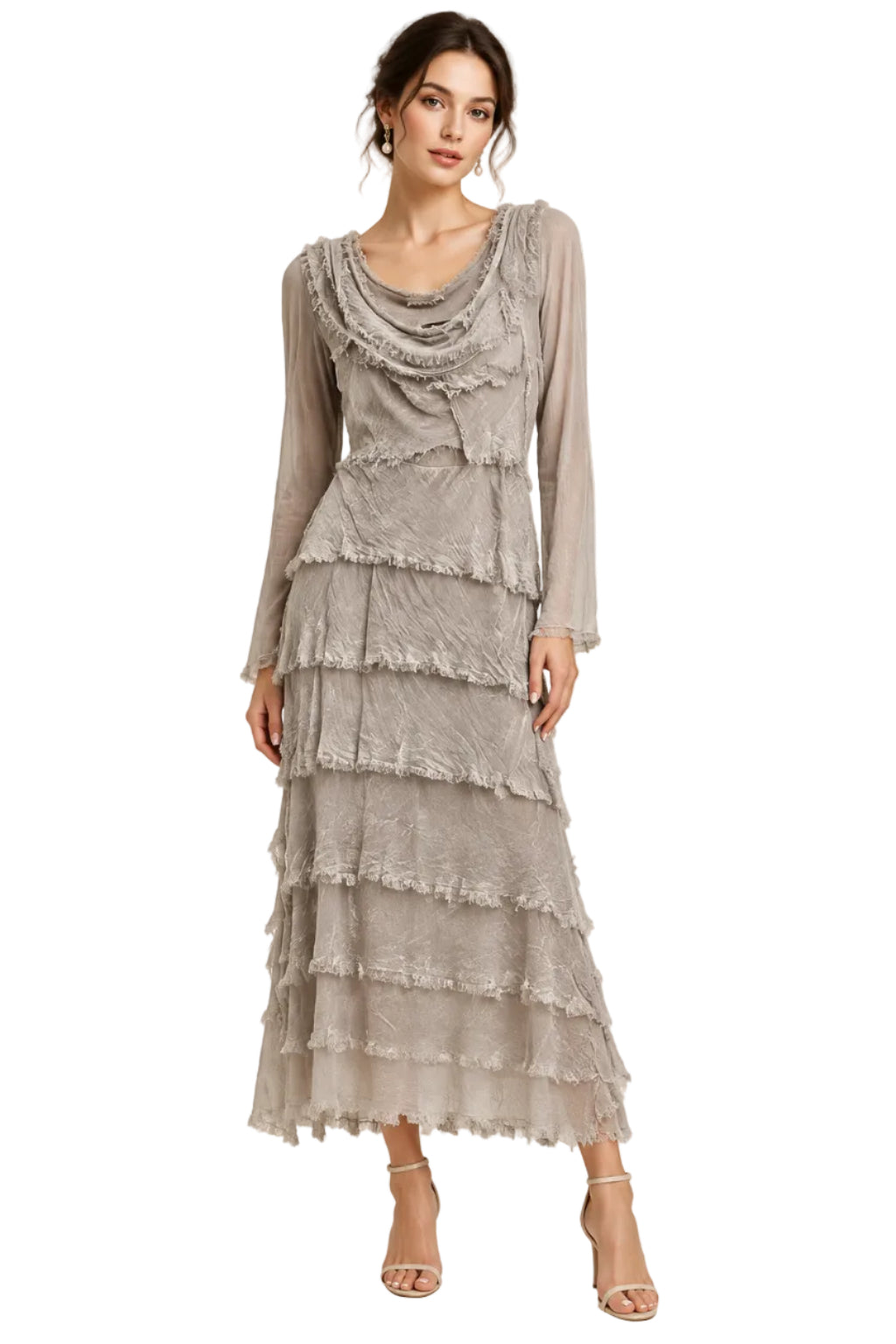 Long Sleeve Long Ruffle Dress