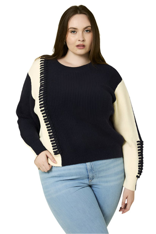 Long Sleeve Contrast Sweater