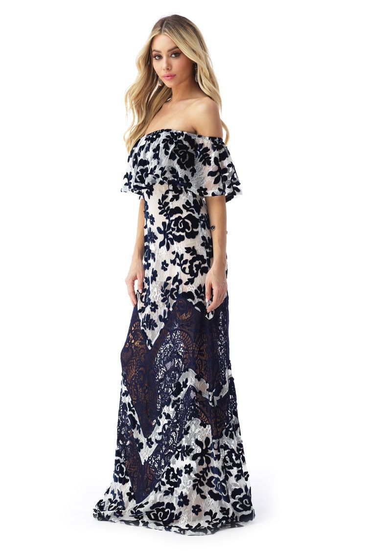Velvet Burnout Lace Maxi Dress