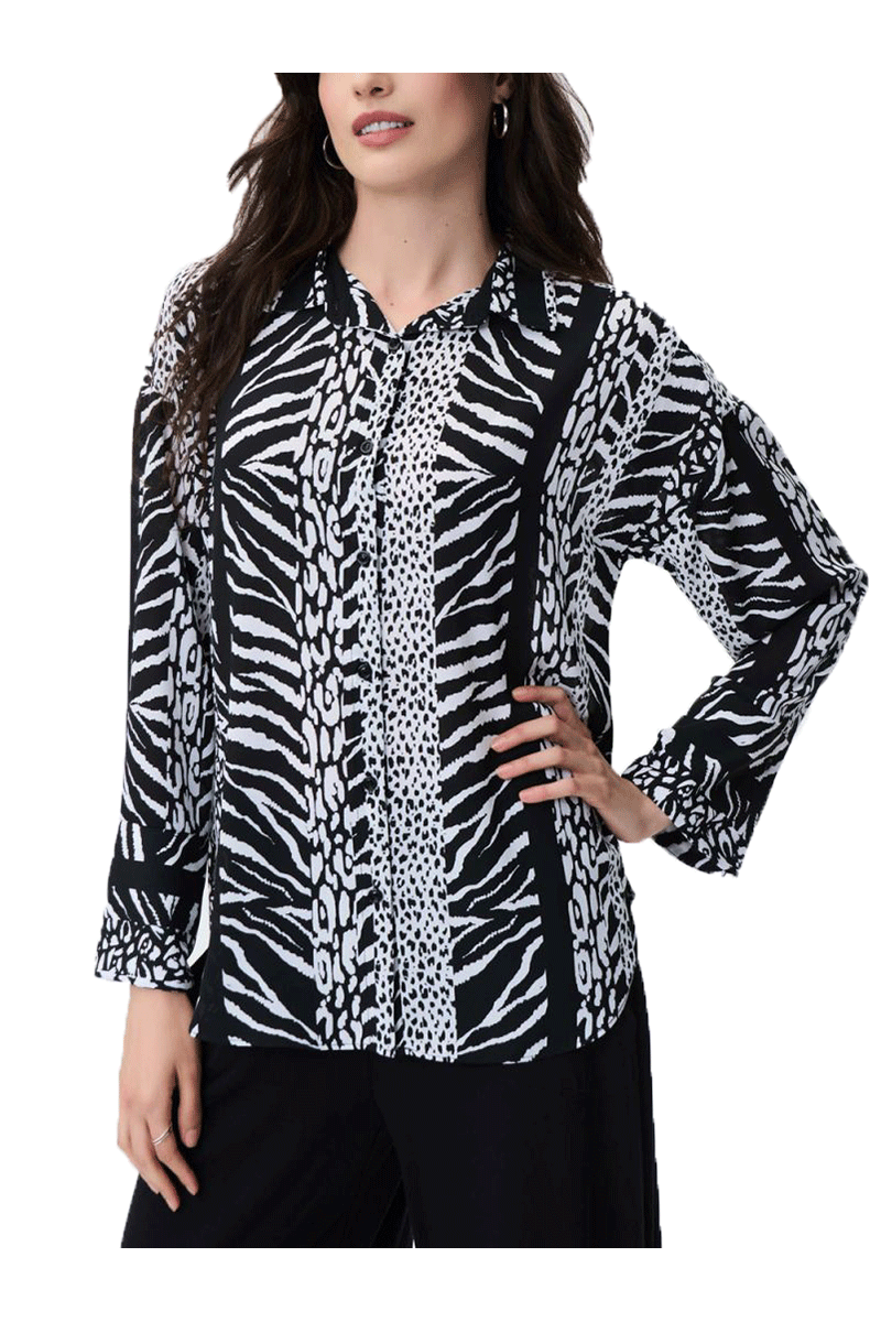 Animal Print Button-Up Blouse