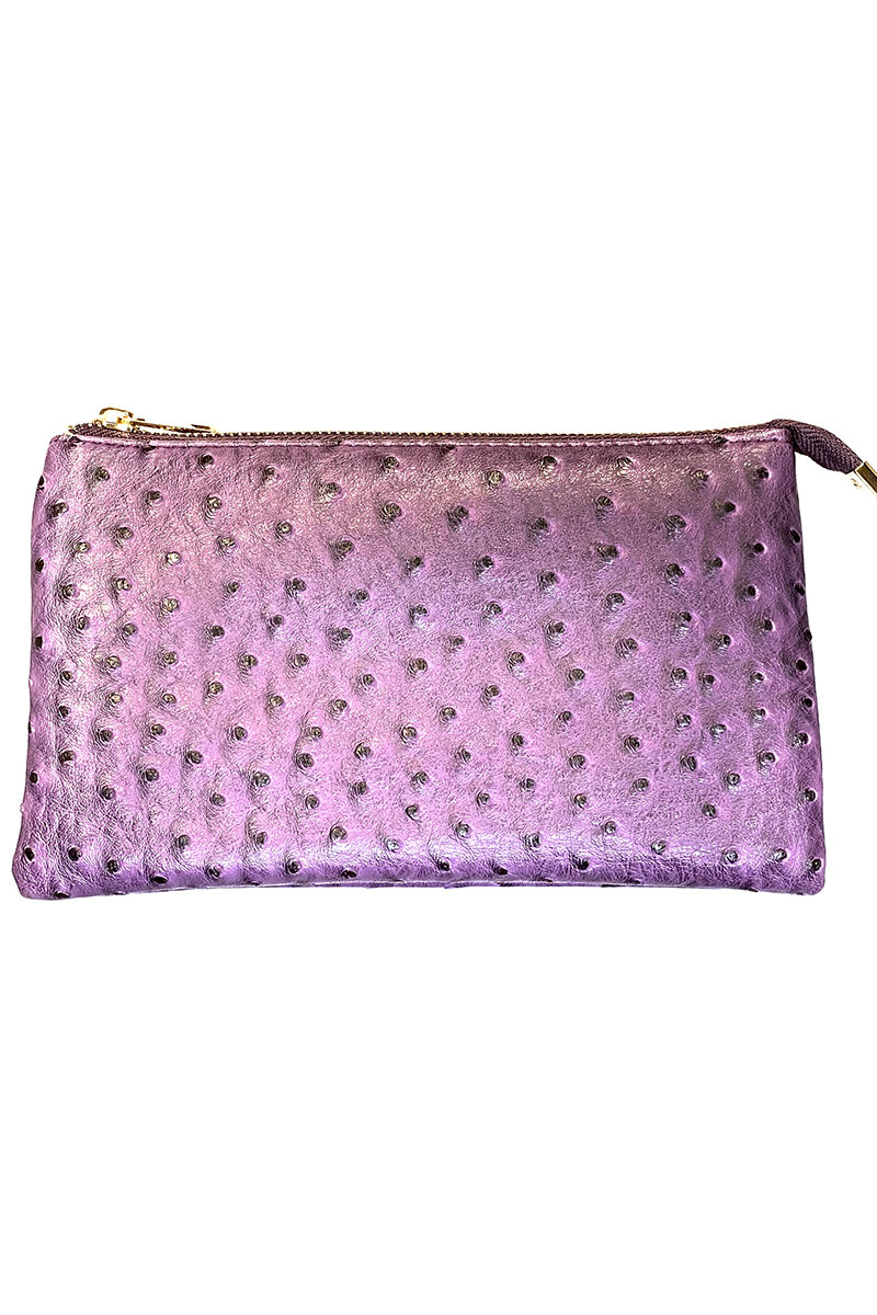 Clutch/Crossbody Folded in Ostrich Pattern