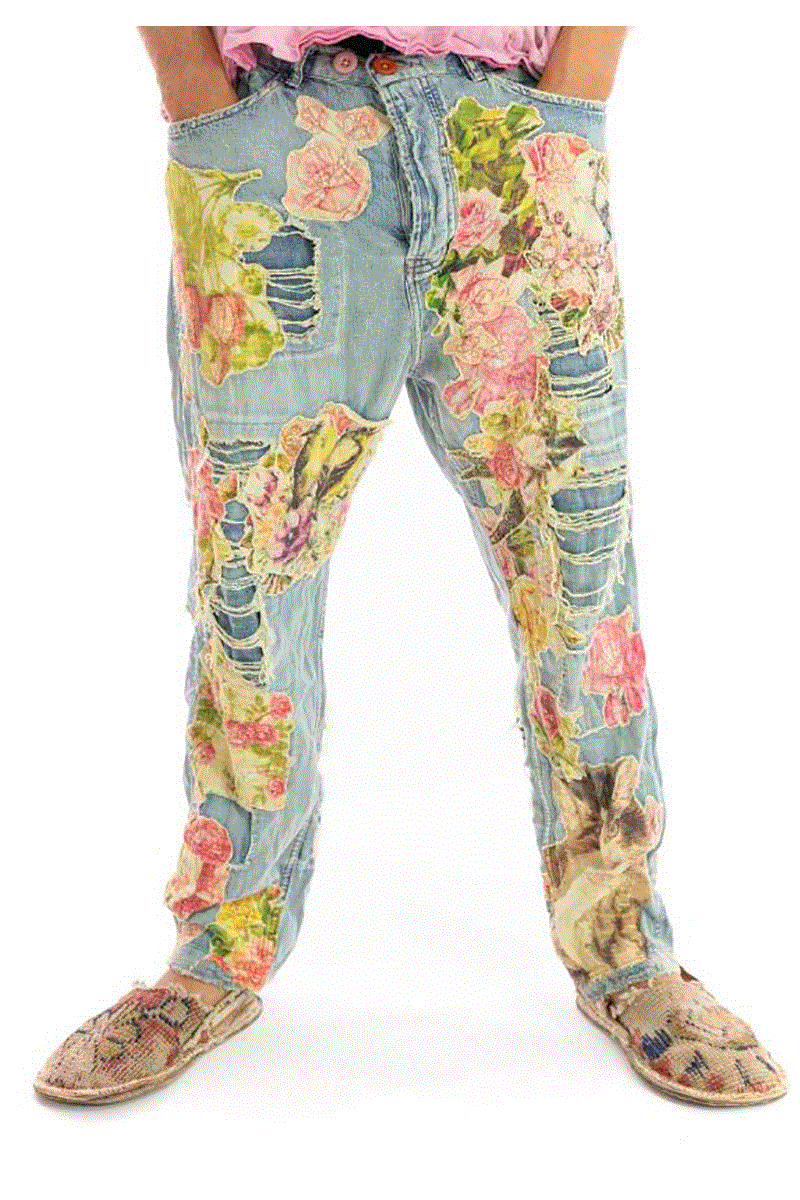 Floral Applique Miner Denims