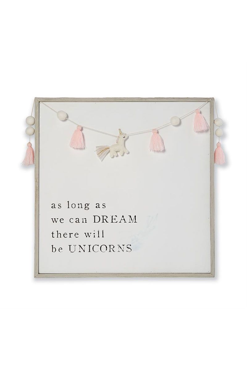 Dream Pink Pom-Pom Tassel Unicorn Garland Plaque