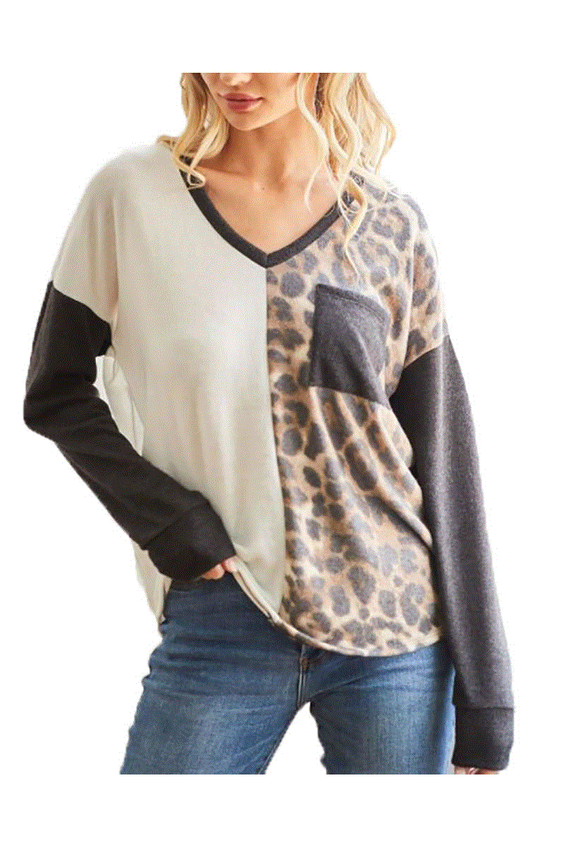 Animal Print Knit Top