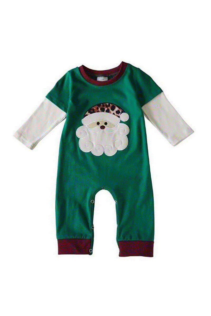 Green Santa Applique Baby Romper