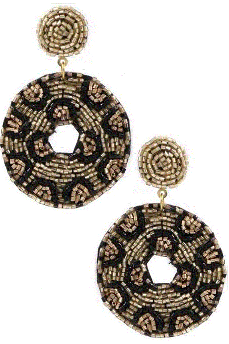 Seed Bead Disc Drop Earrings