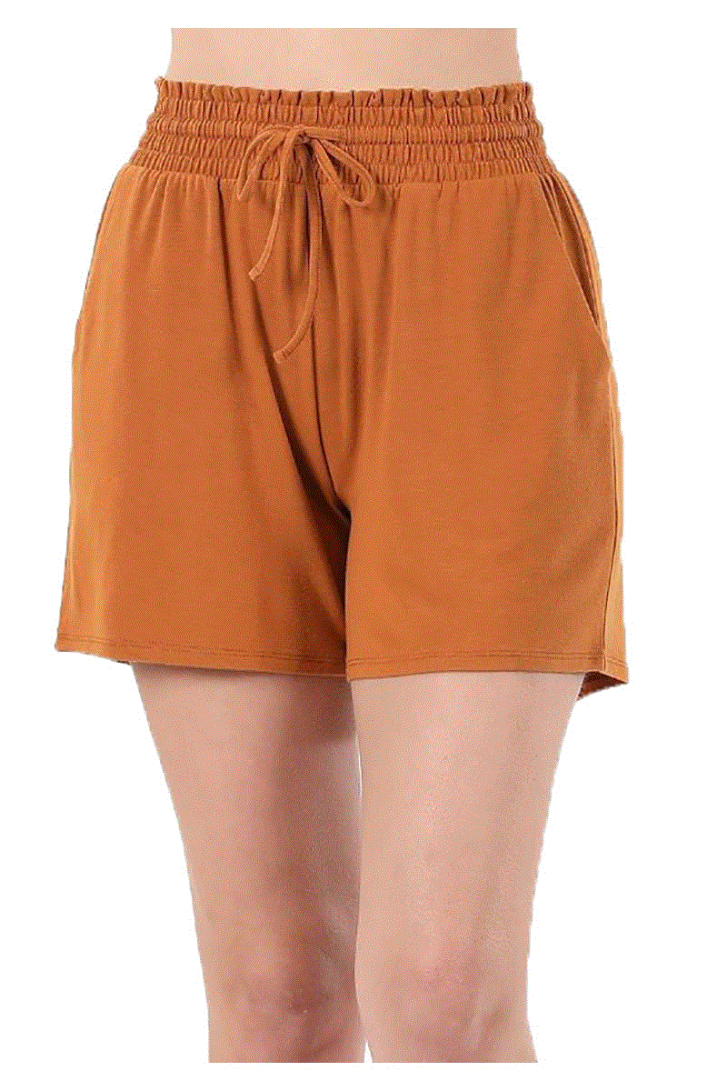 Drawstring Waist Paperbag Shorts with Pockets