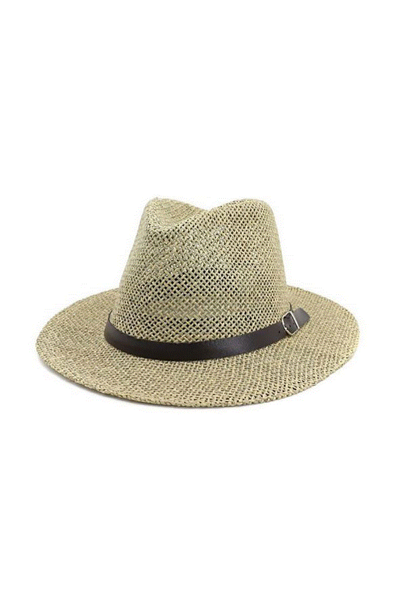 Black Belt Straw Panama Hat