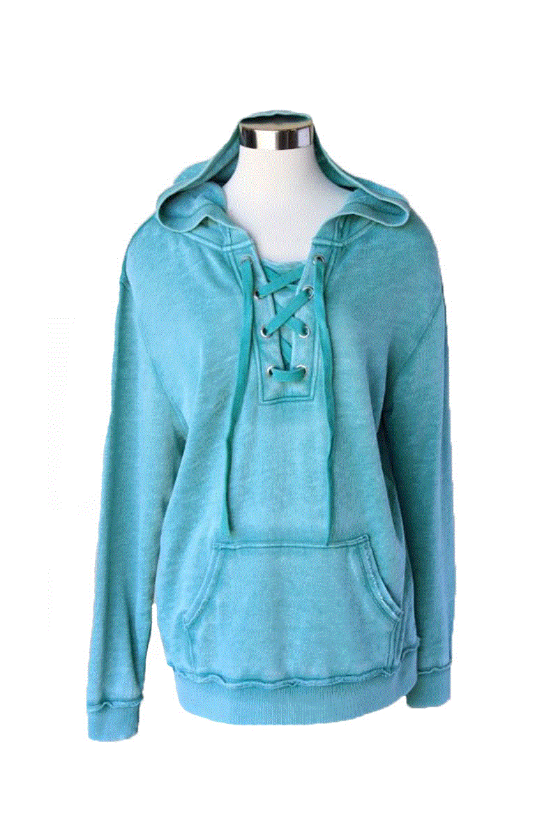 Long Sleeve Hoodie with Tie Front