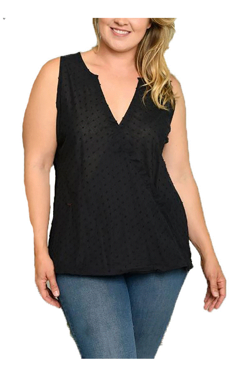 Swiss Dot Plus Sized Sleeveless Top