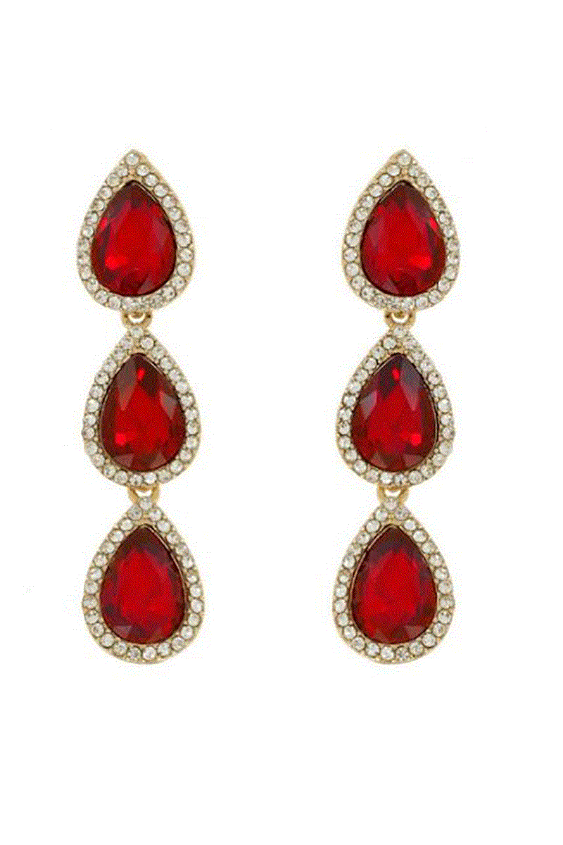 Three Tier Teardrop Halo Earrings