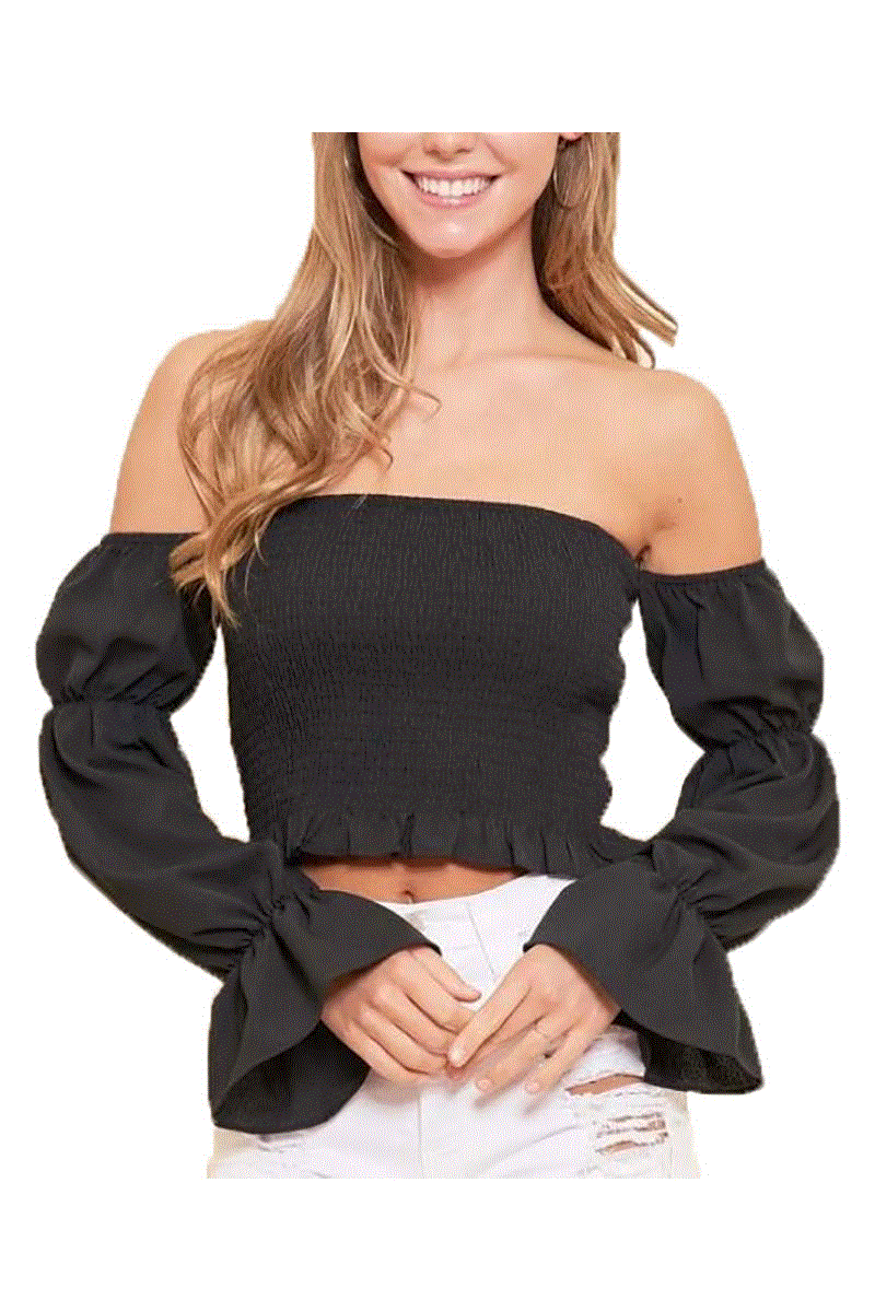 Bubble Crepe Off The Shoulder Top