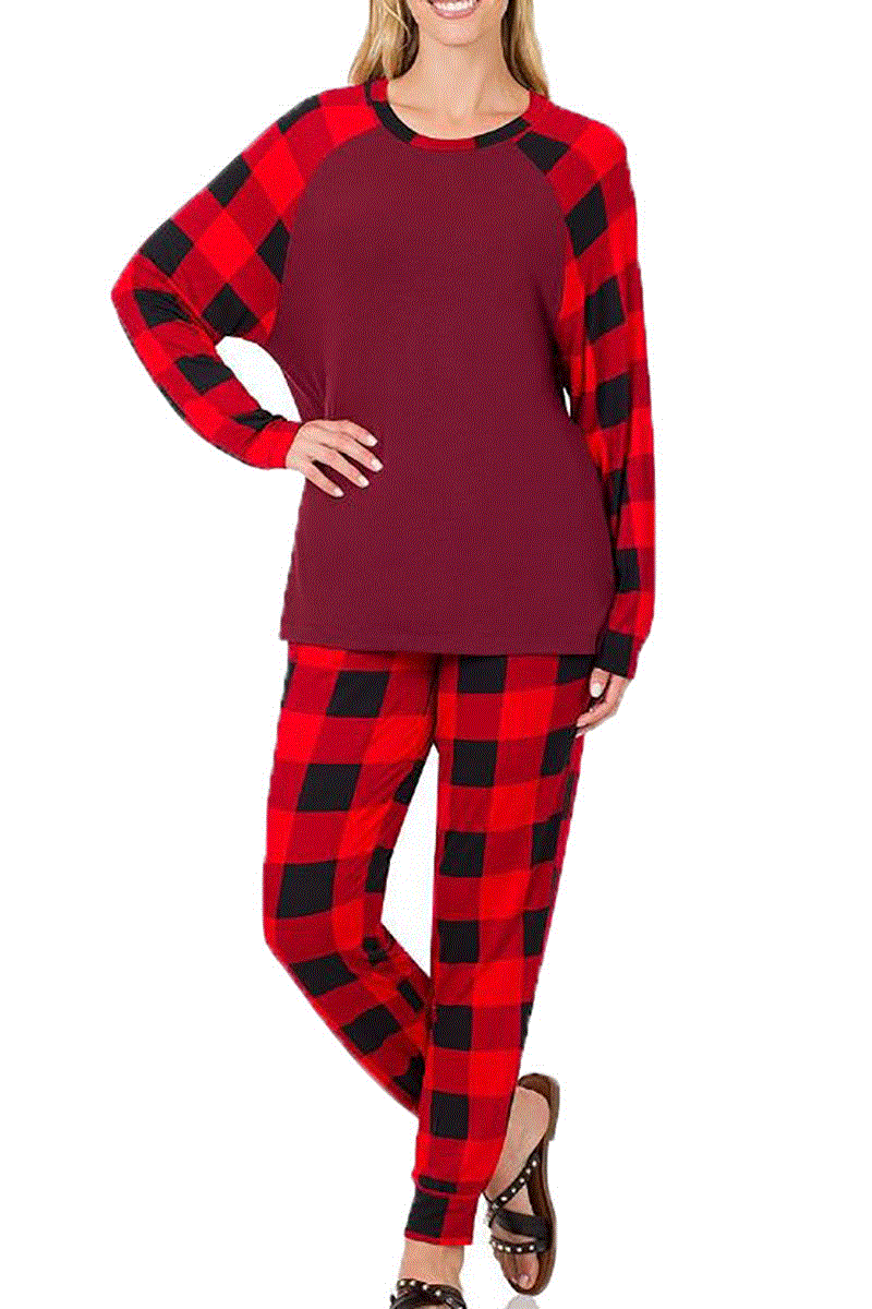 Buffalo Plaid Print Loungewear Set