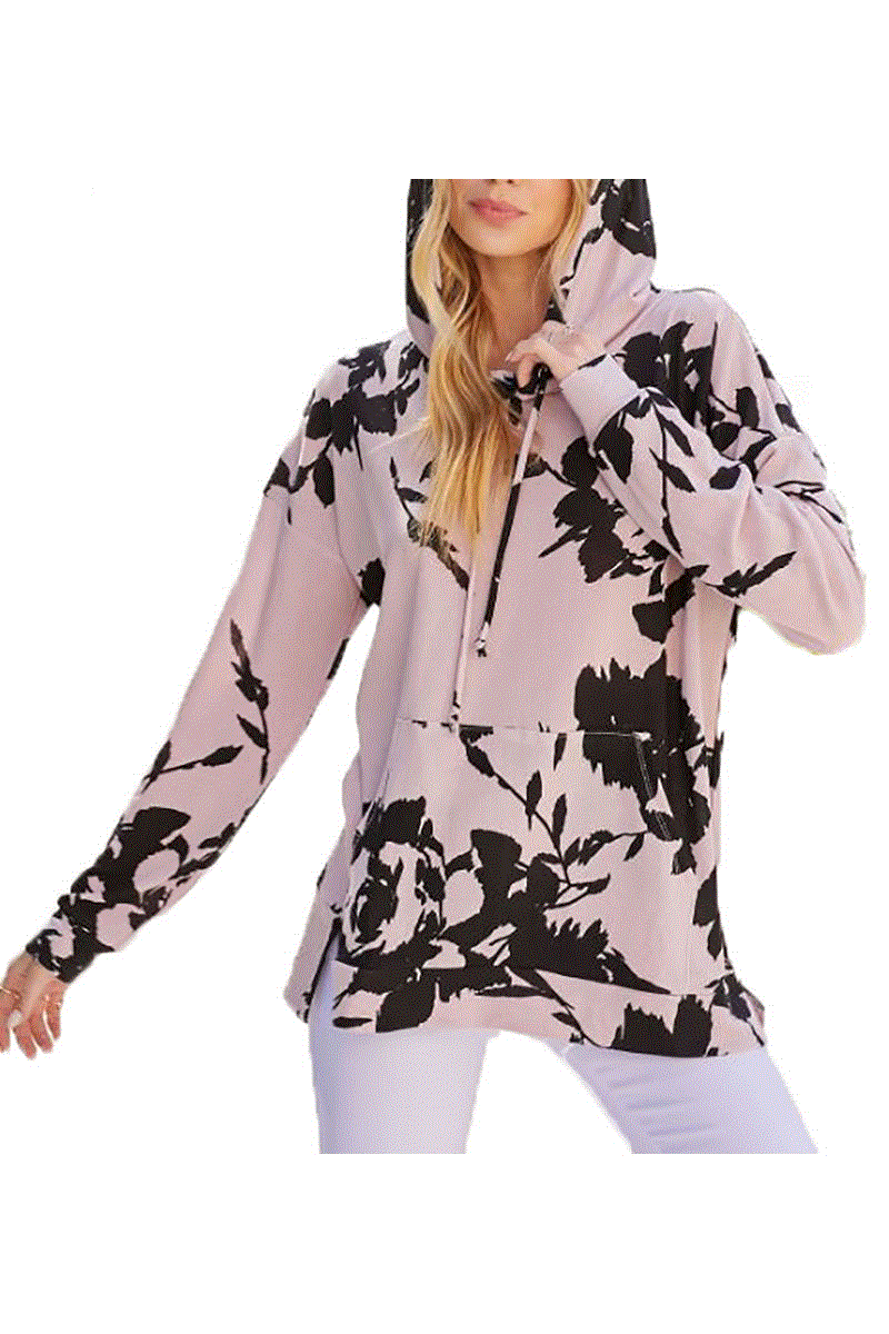 Floral Hoodie with Pockets