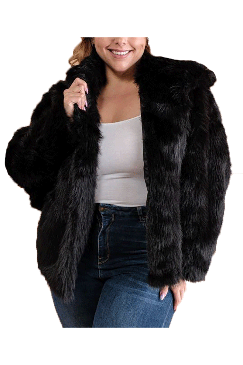 Plus Size Faux Fur Jacket