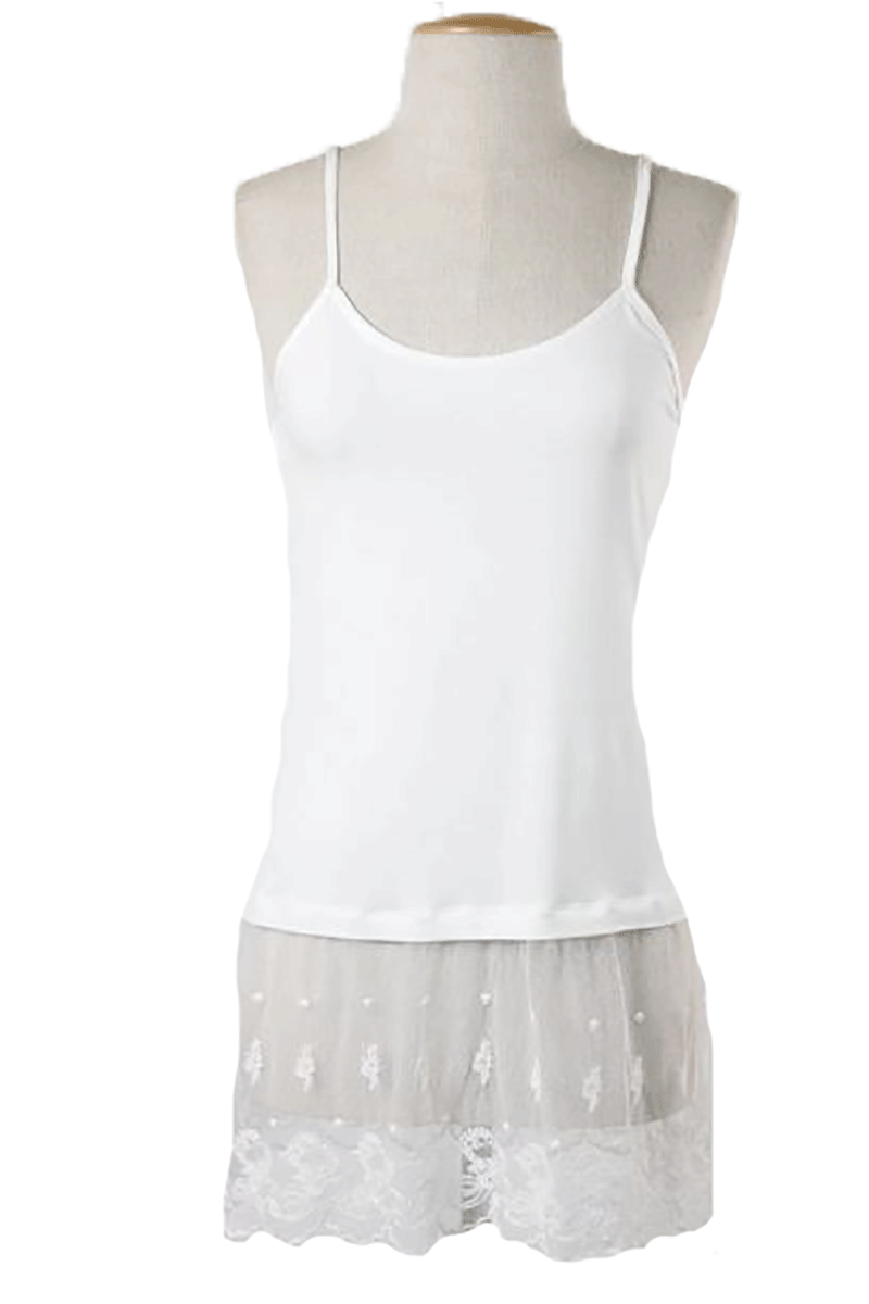 Jersey Cami Top With Lase Trim in Ivory