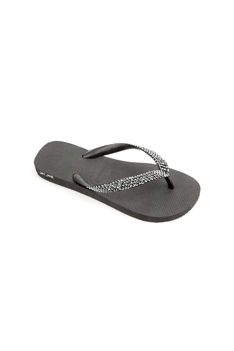 Black Flip Flop with Jet Hematite Crystals