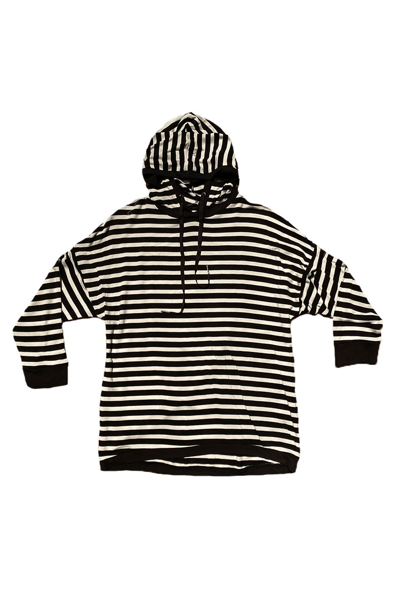 Stripped Pull Over Hoodie