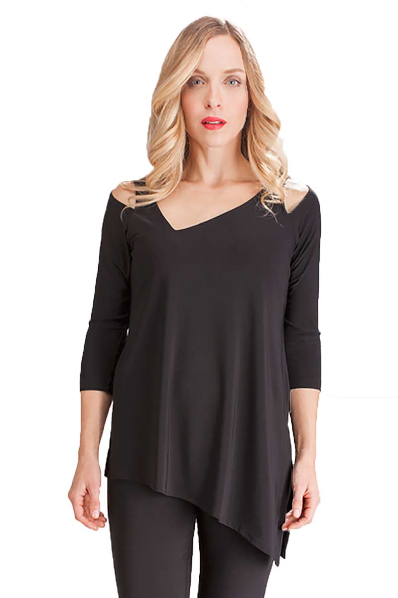 3/4 Sleeve Focus Tunic in Black