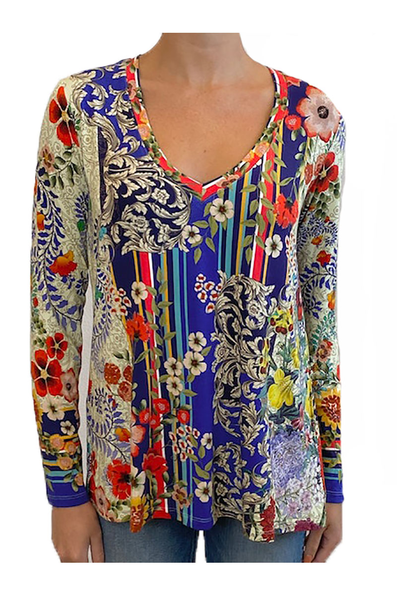 Wild Flower Favorite Long Sleeve V-Neck Swing Tee