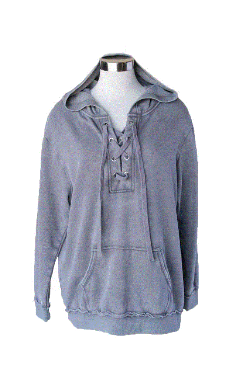 Long Sleeve Hoodie with Tie Front