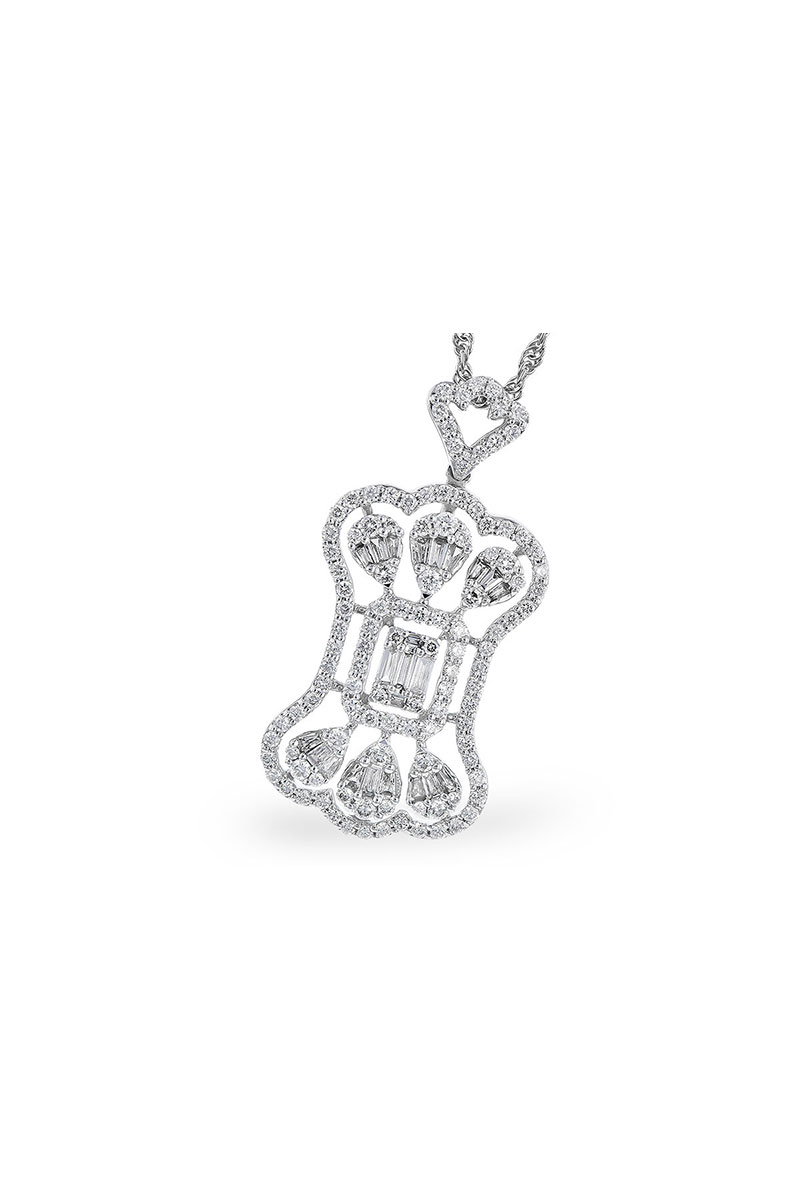 Diamond Pendant with Baguette Stone