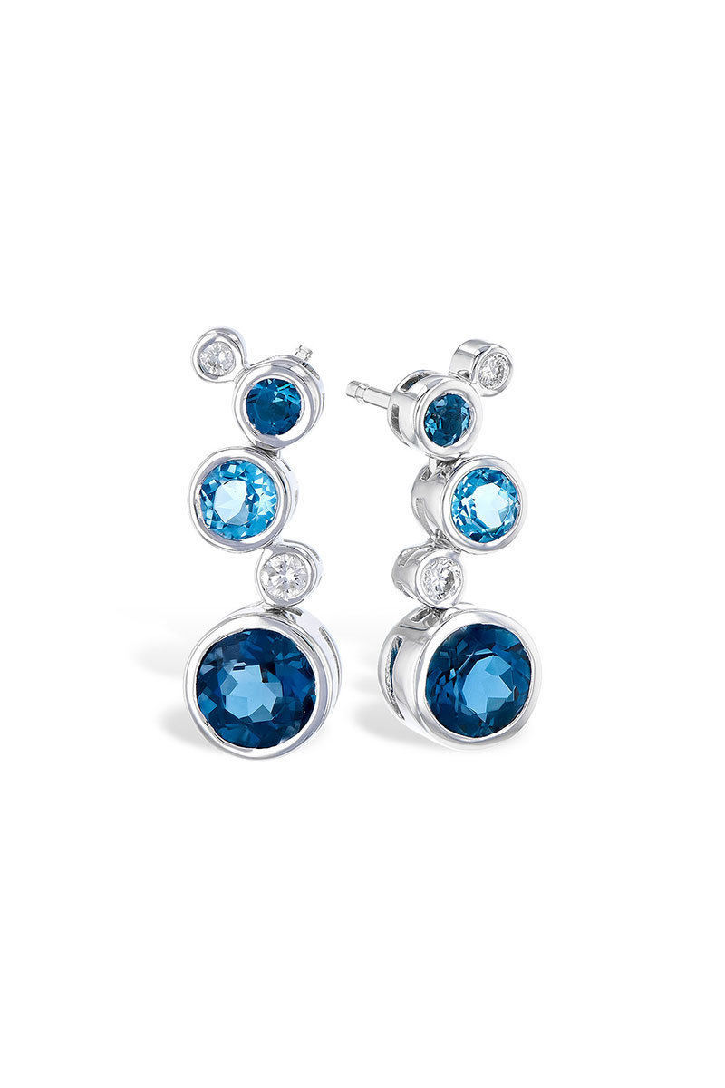 Blue Topaz & Diamond Dangle Earrings