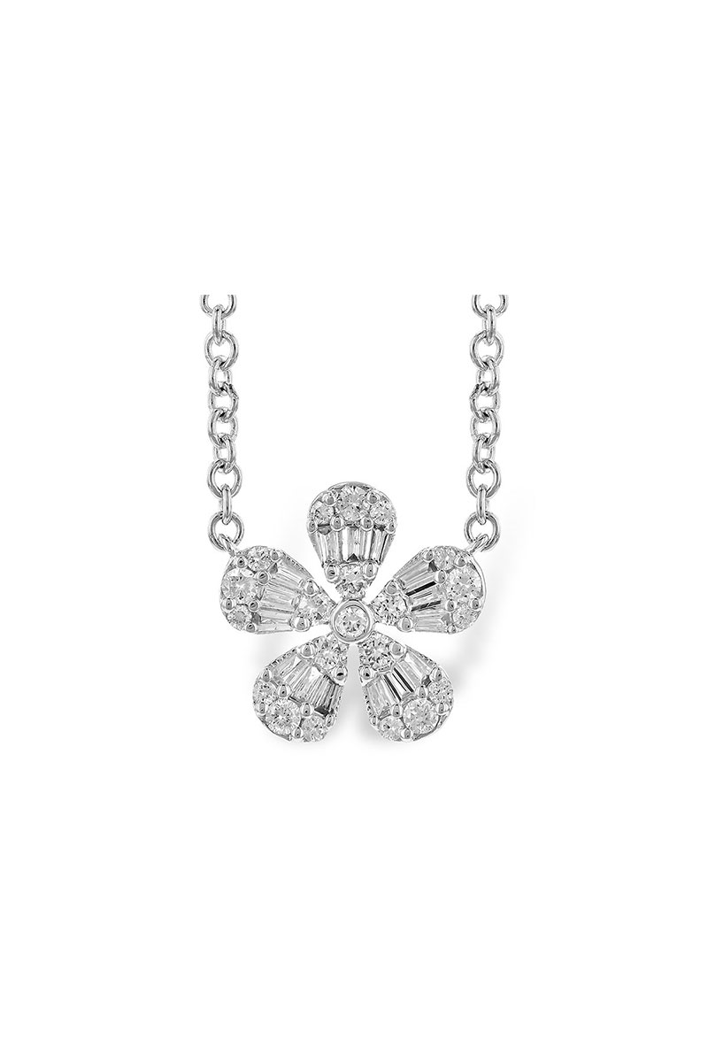 Flower Diamond pendant Necklace with Chain