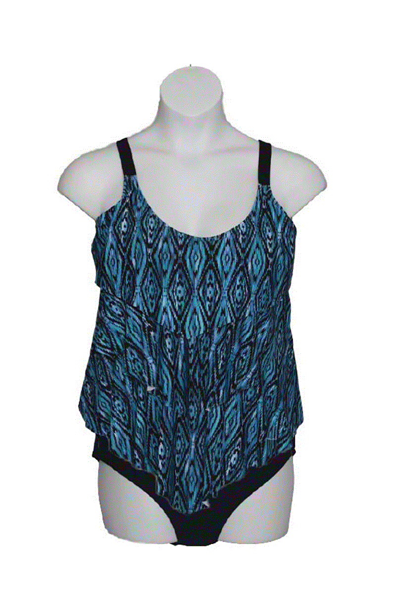 Plus Size 3 Tier Ruffle Tankini