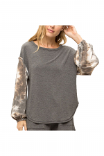 Terry Pullover with Tie Dye Sleeves