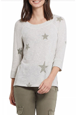 3/4 Sleeve Boatneck Top with Stars
