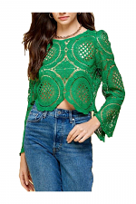 Crochet Lace Top with Zipper Back