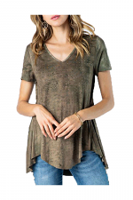 Dyed Short Sleeve Top with Stones