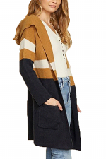 Soft Colorblock Hoodie Cardigan