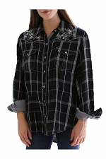 Embroidered Plaid Button Down Shirt