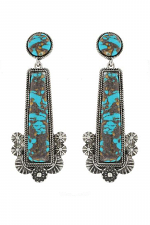 Rectangle Turquoise Dangle Earrings