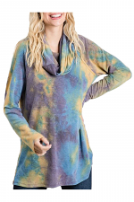 Tie Dye Funnel Neck Top