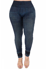 Plus Size High Waist Full Length Legging with Jeans Sublimation Print