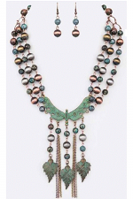 Navajo Beads Western Fringe Statement Necklace Set