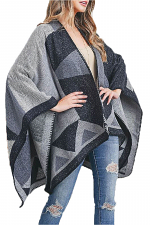 Open Front Geometric Design Kimono Wrap