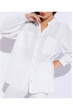  Collared Button Down Gauze Blouse Top