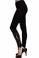 Leggings with Lace & Stone Detail