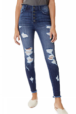High Rise Ankle Skinny Jean with Distressing