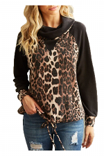 Animal Funnel Neck Knit Top