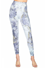 High Waist Full Length Legging with Golden Marble Floral Sublimation Print