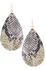 Faux Leather Snake Print Earrings