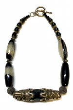 Tibetan Silver & Onyx Necklace